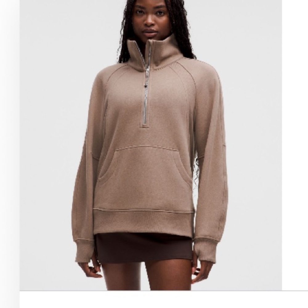 NWT Lululemon scuba funnel neck half zip long Taupetastic M/L